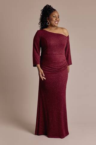 Picture of One-Shoulder Glitter Knit Sheath Dress