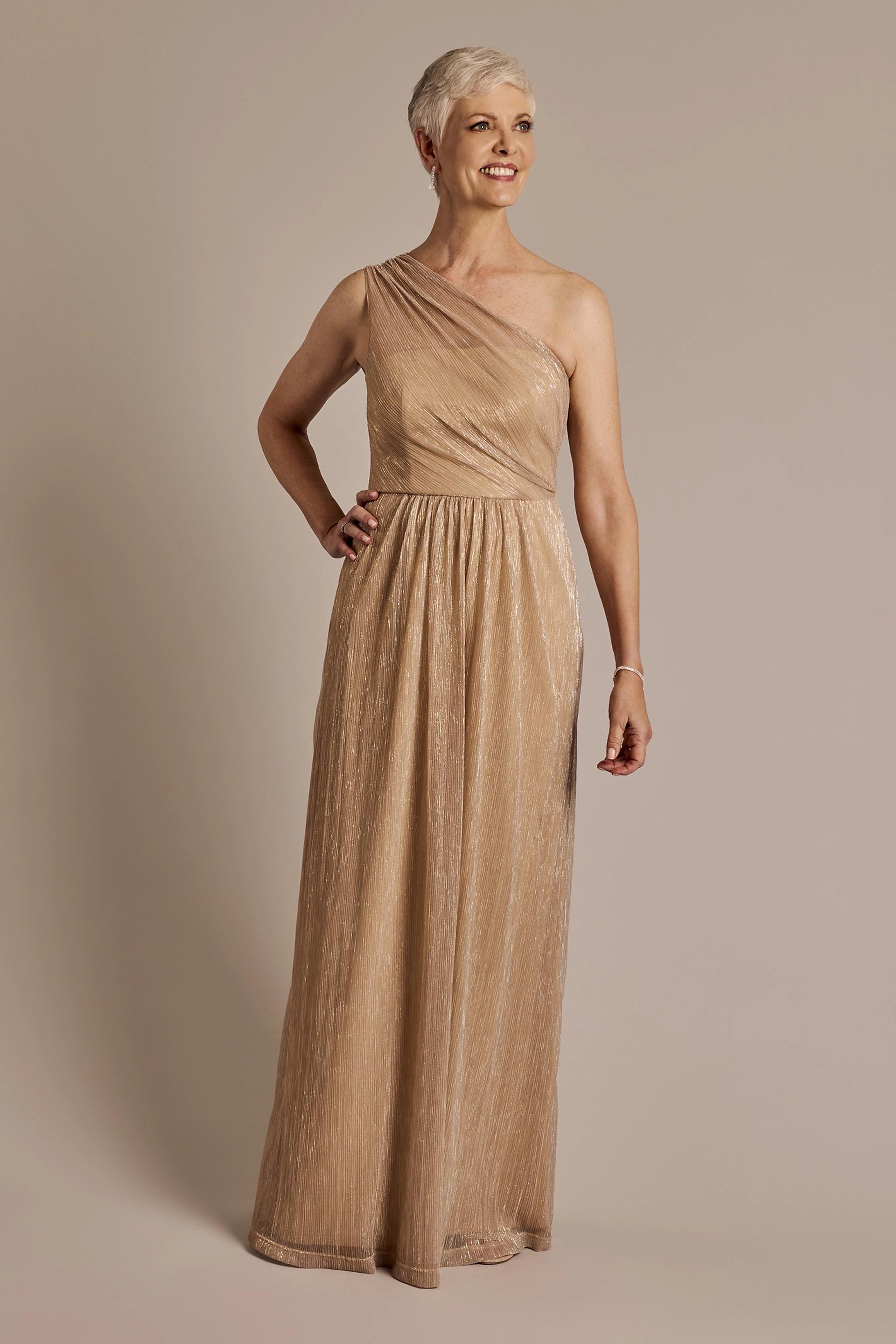Picture of One-Shoulder Metallic Knit A-Line Dress