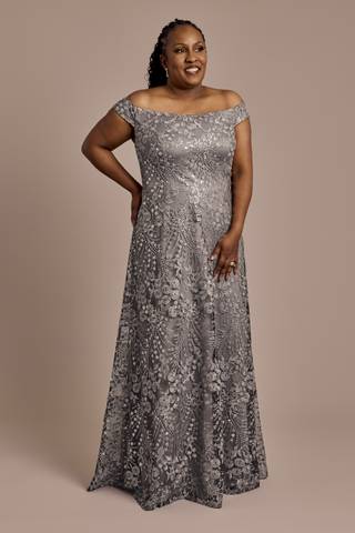 Picture of Off-the-Shoulder Sequin Embroidered A-Line Dress