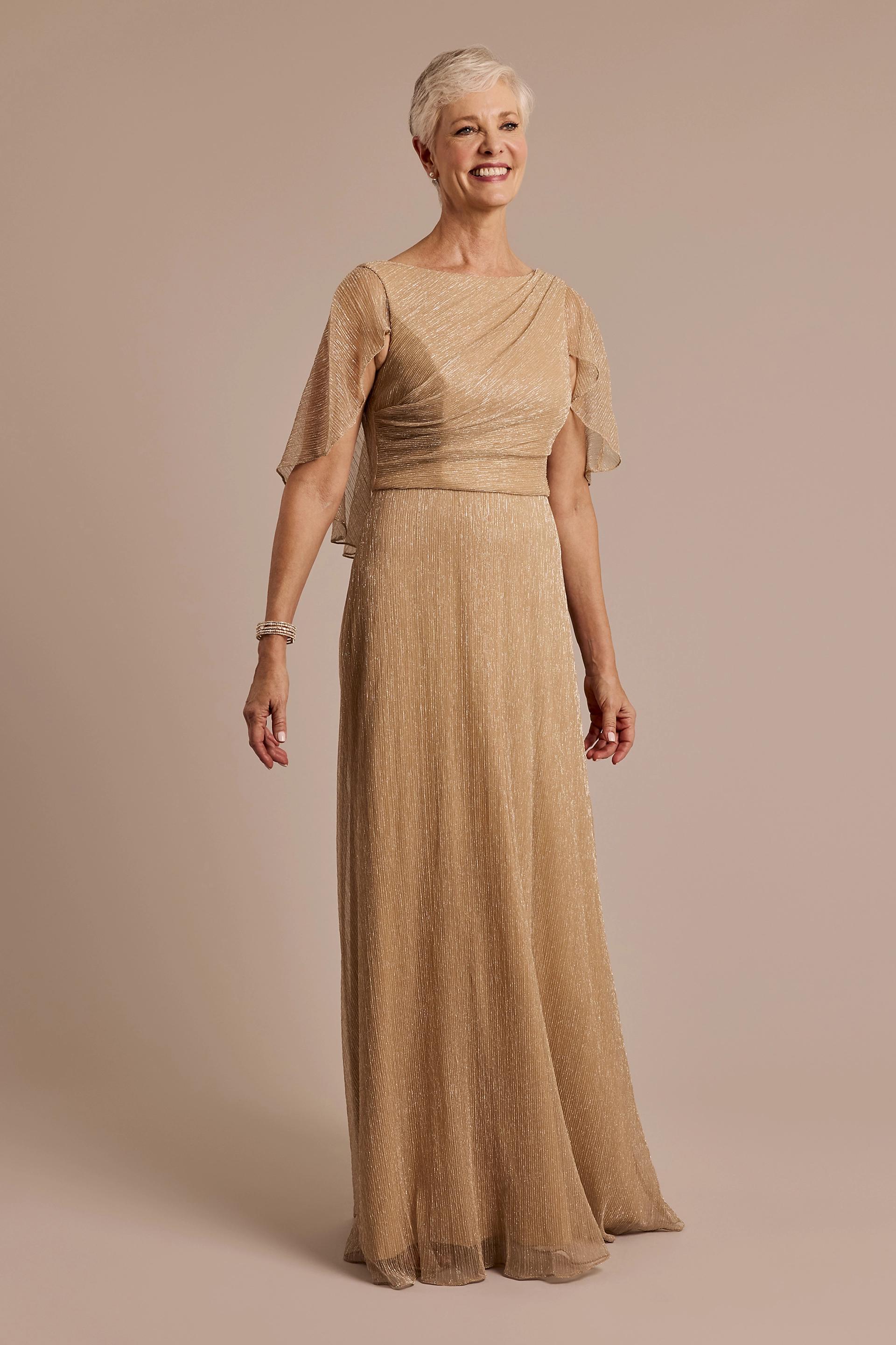 Picture of Plisse Knit A-Line Dress with Attached Capelet