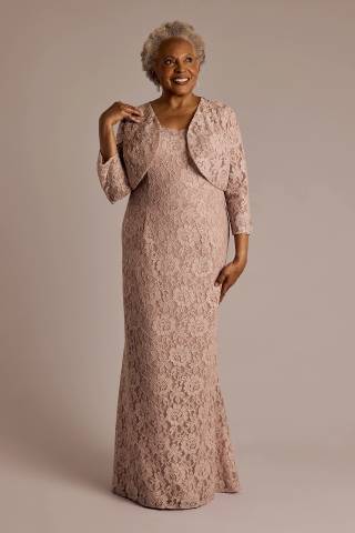 Picture of Allover Lace Three-Quarter Sleeve Jacket Dress