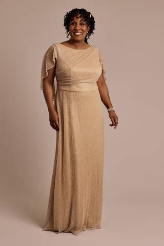 Picture of Plisse Knit A-Line Dress with Attached Capelet