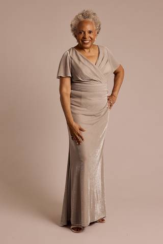 Picture of Flutter Sleeve Metallic Knit A-Line Dress