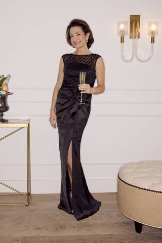 Picture of Sequin Bodice Fit and Flare Dress with Rosette
