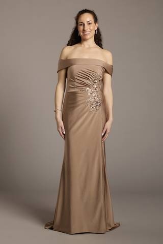 Picture of Embellished Side Ruched Off-the-Shoulder Dress
