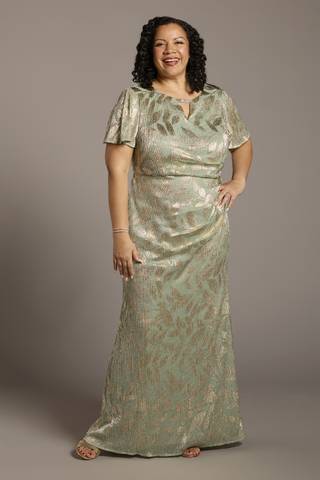 Picture of Printed Flutter Sleeve Keyhole Dress