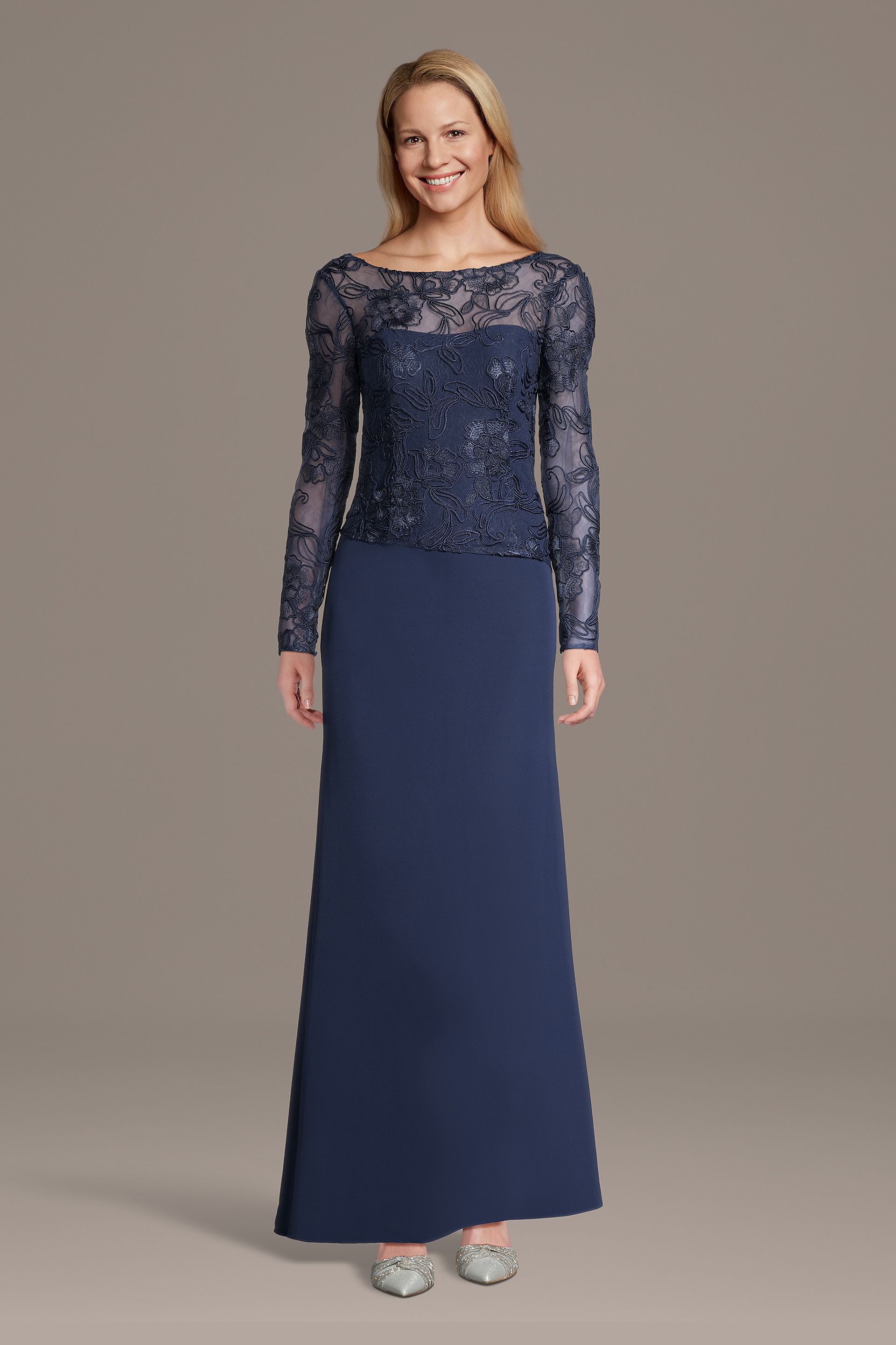 Picture of Illusion Long-Sleeve Lace Sheath Dress