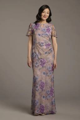 marina metallic flutter sleeve dress Metallic Flutter Sleeve Dress (Women)