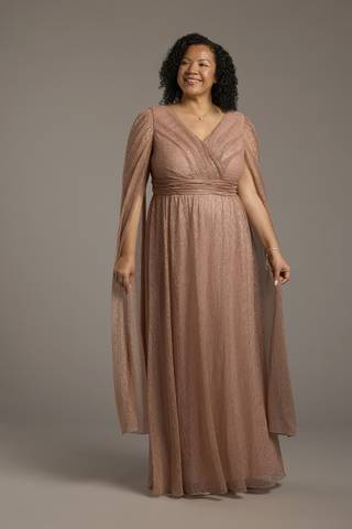 Picture of Metallic Long-Sleeve V-Neck A-Line Dress