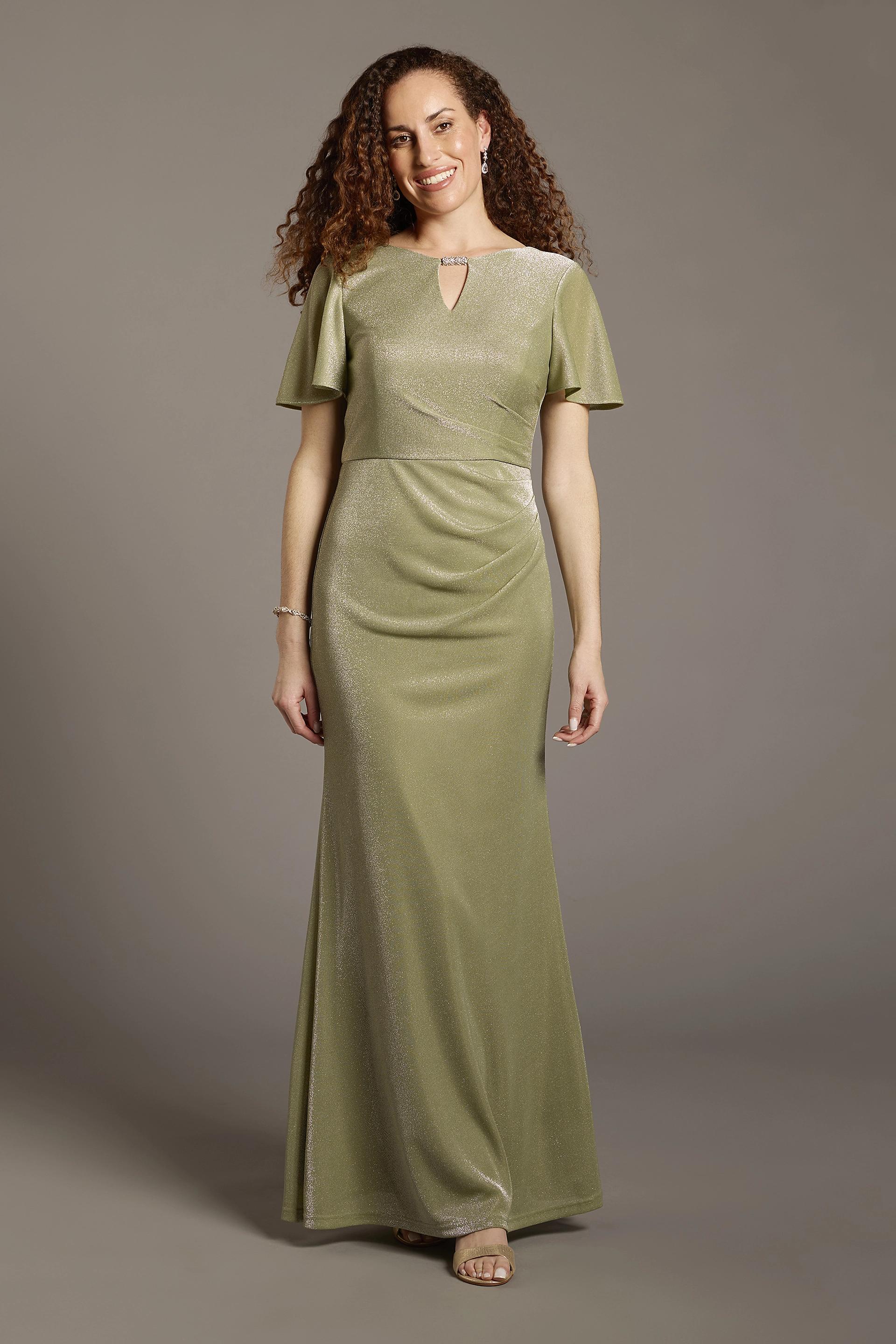Picture of Flutter Sleeve Side Glitter Knit A-Line Dress