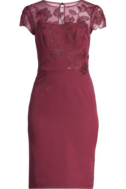 embroidered mock jacket cocktail dress Embroidered Mock Jacket Cocktail Dress (Women)