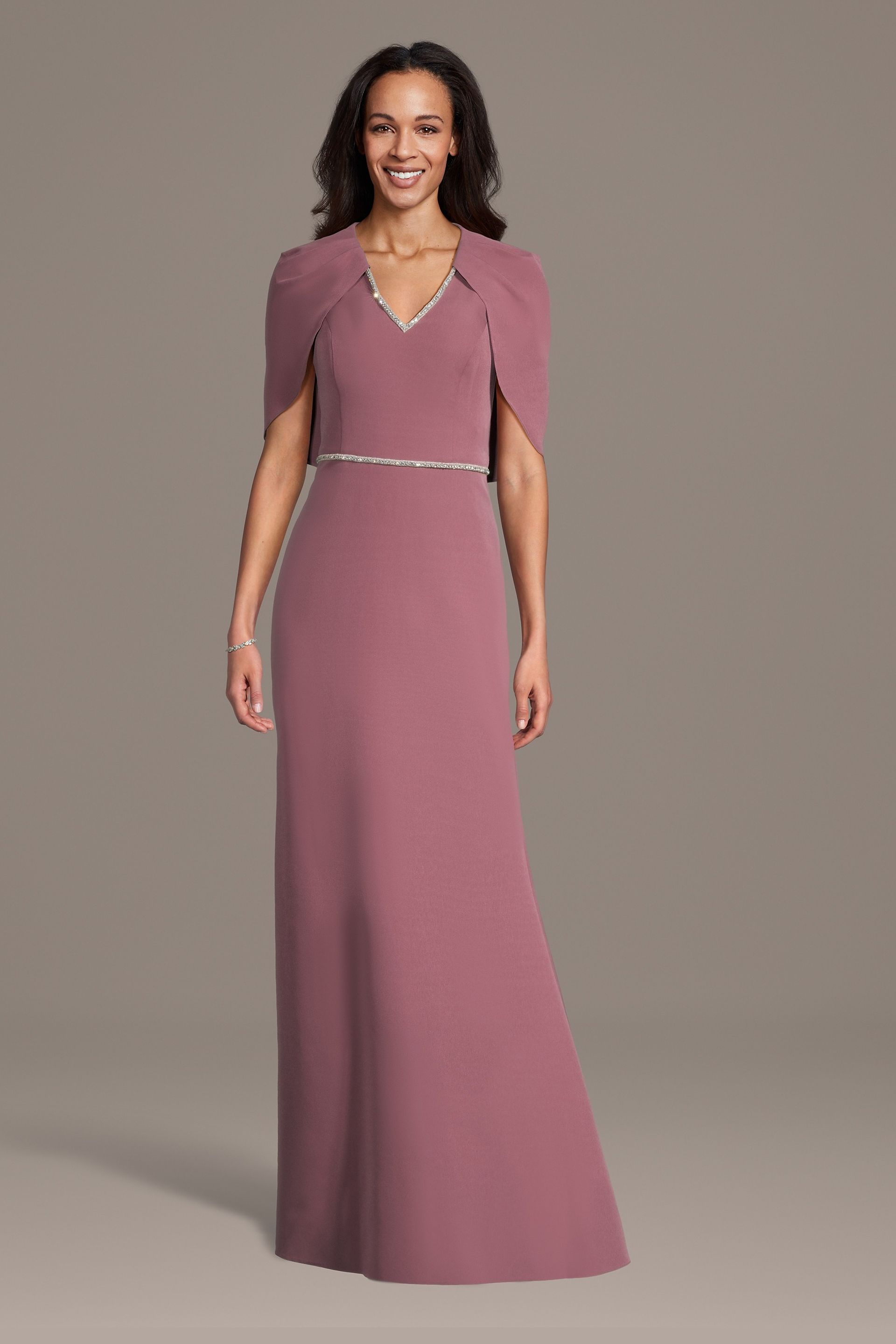 Picture of Crepe V-Neck Capelet A-Line Dress