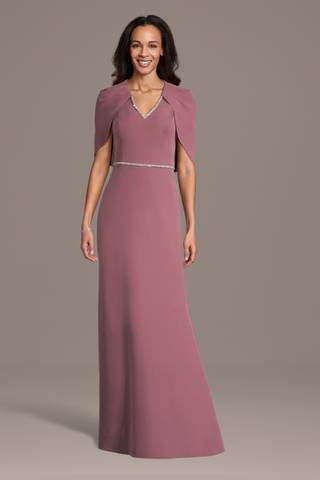 Picture of Crepe V-Neck Capelet A-Line Dress