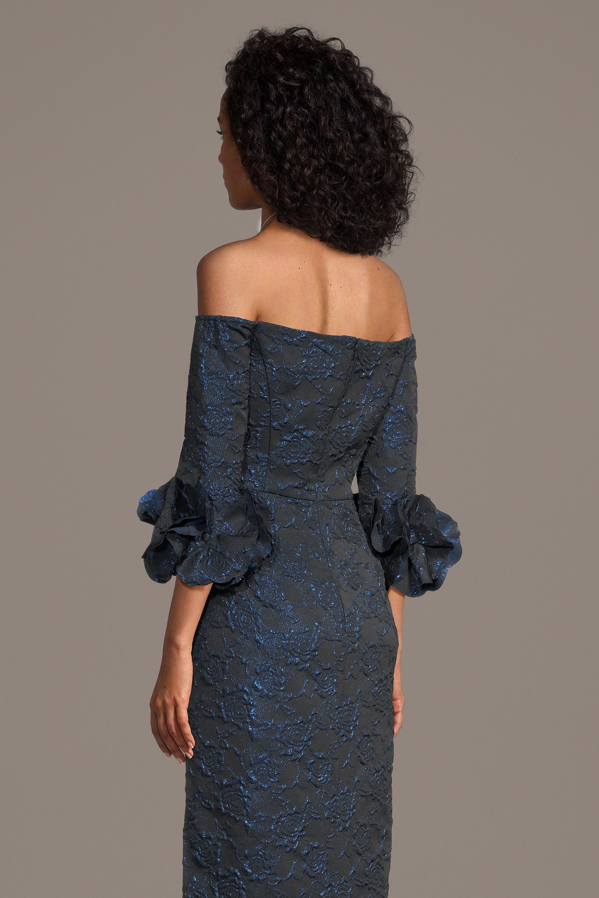 Off-the-Shoulder Jacquard Sheath Dress