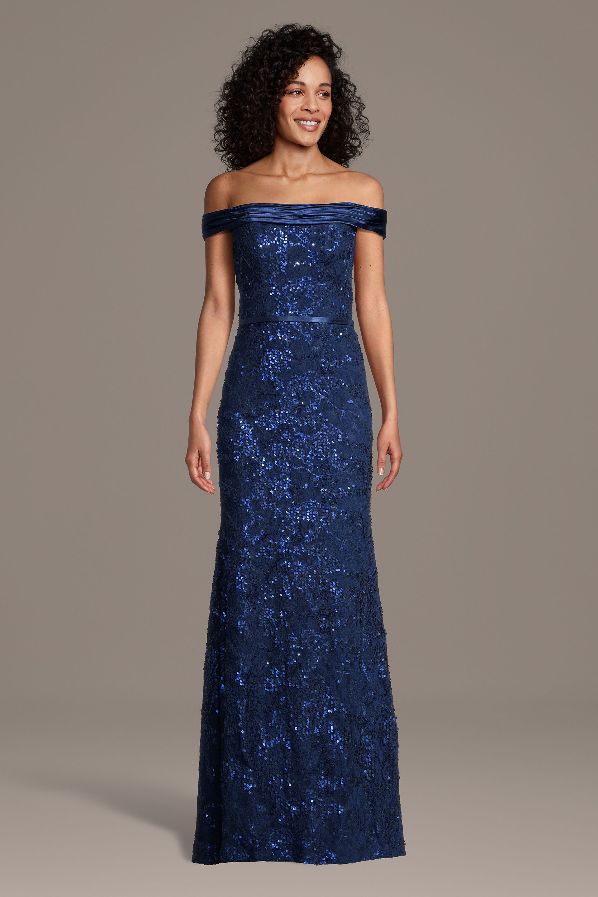 One-Shoulder Draped Crepe Sheath Dress | David's Bridal