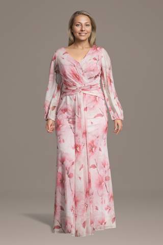 Picture of Floral Print Twist-Front Long-Sleeve Sheath Dress