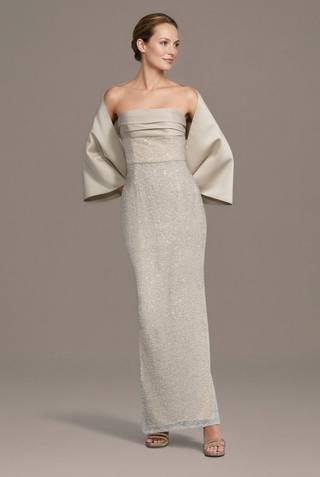 Picture of Strapless Beaded Sheath Dress with Matching Wrap