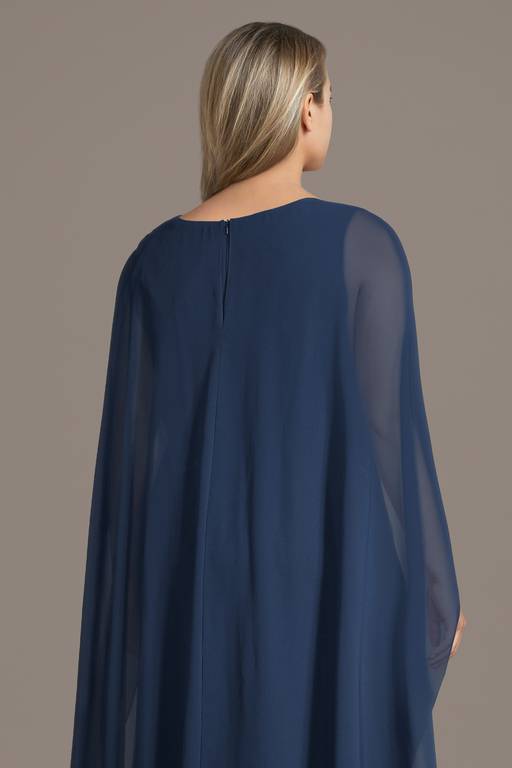 chiffon capelet sheath dress Chiffon V-Neck Sheath Dress with Cape