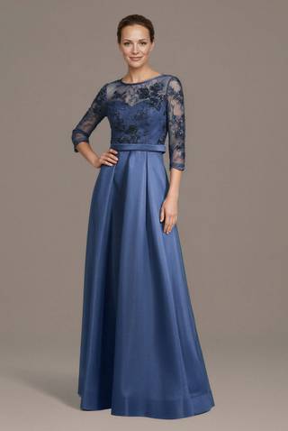 Picture of Satin A-Line Dress with Embroidered Popover Jacket