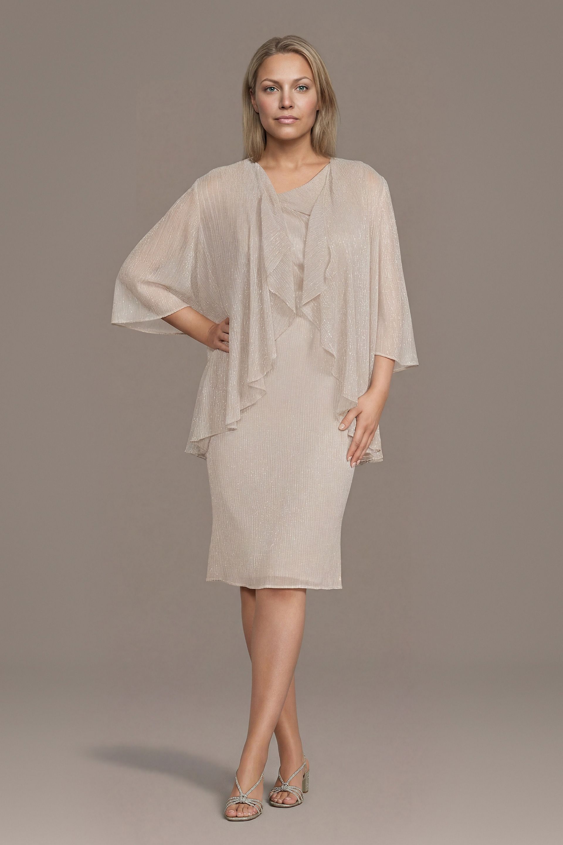 Picture of Short Metallic Three-Quarter Sleeve Jacket Dress