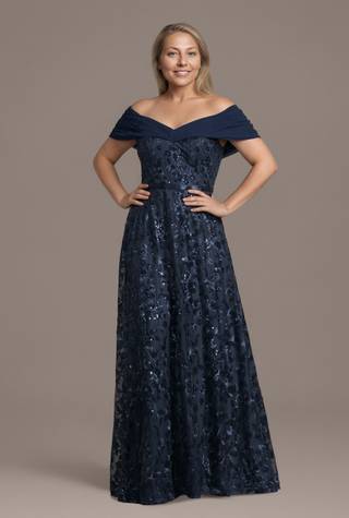 Picture of Off-the-Shoulder Embellished Chiffon A-Line Dress