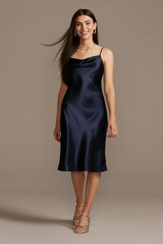 View DB Studio Midi Satin Slip Dress with Spaghetti Straps in all available color and sizes Picture of Midi Satin Slip Dress with Spaghetti Straps