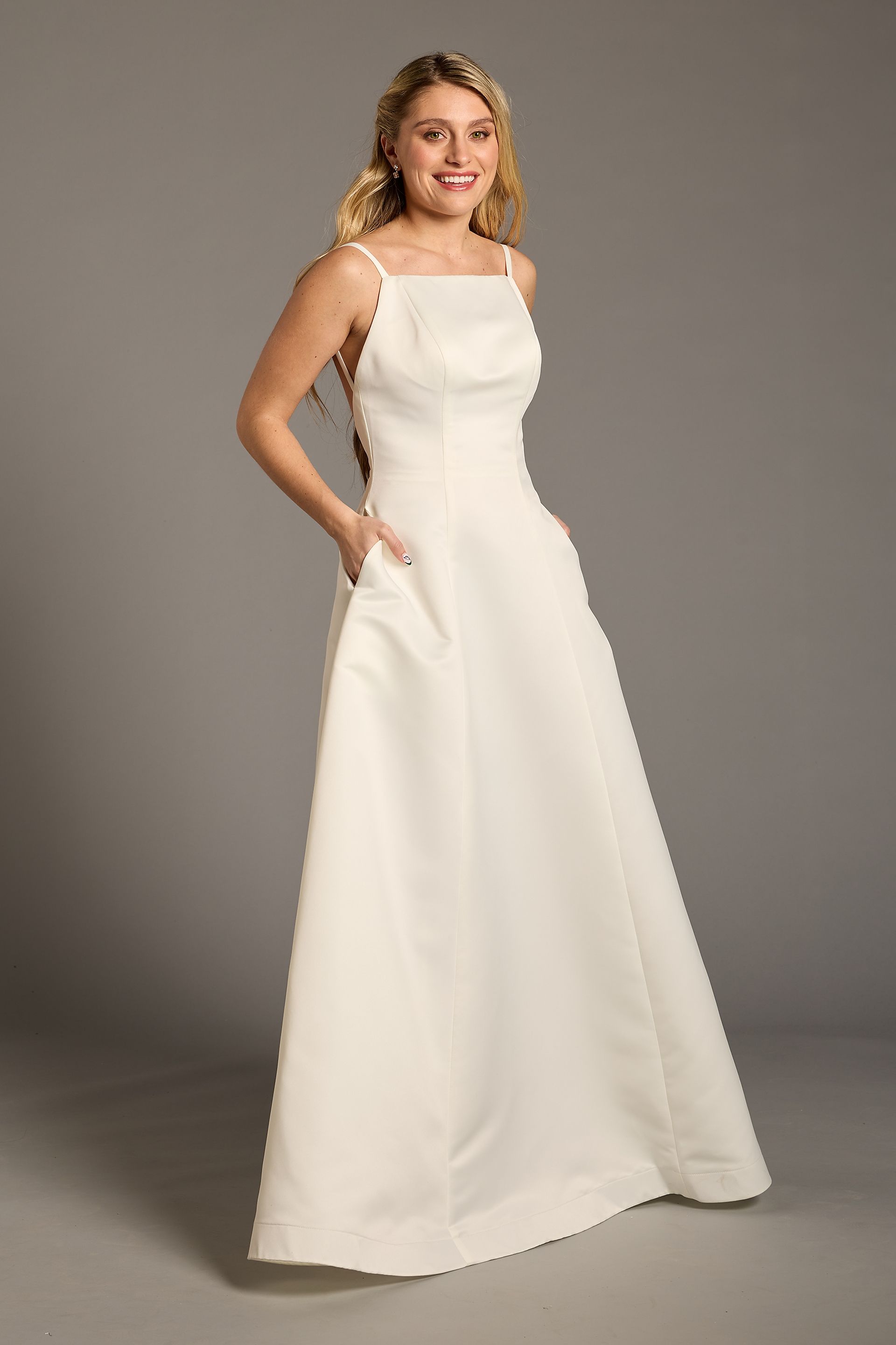 Picture of Satin A-Line Open Back Wedding Dress