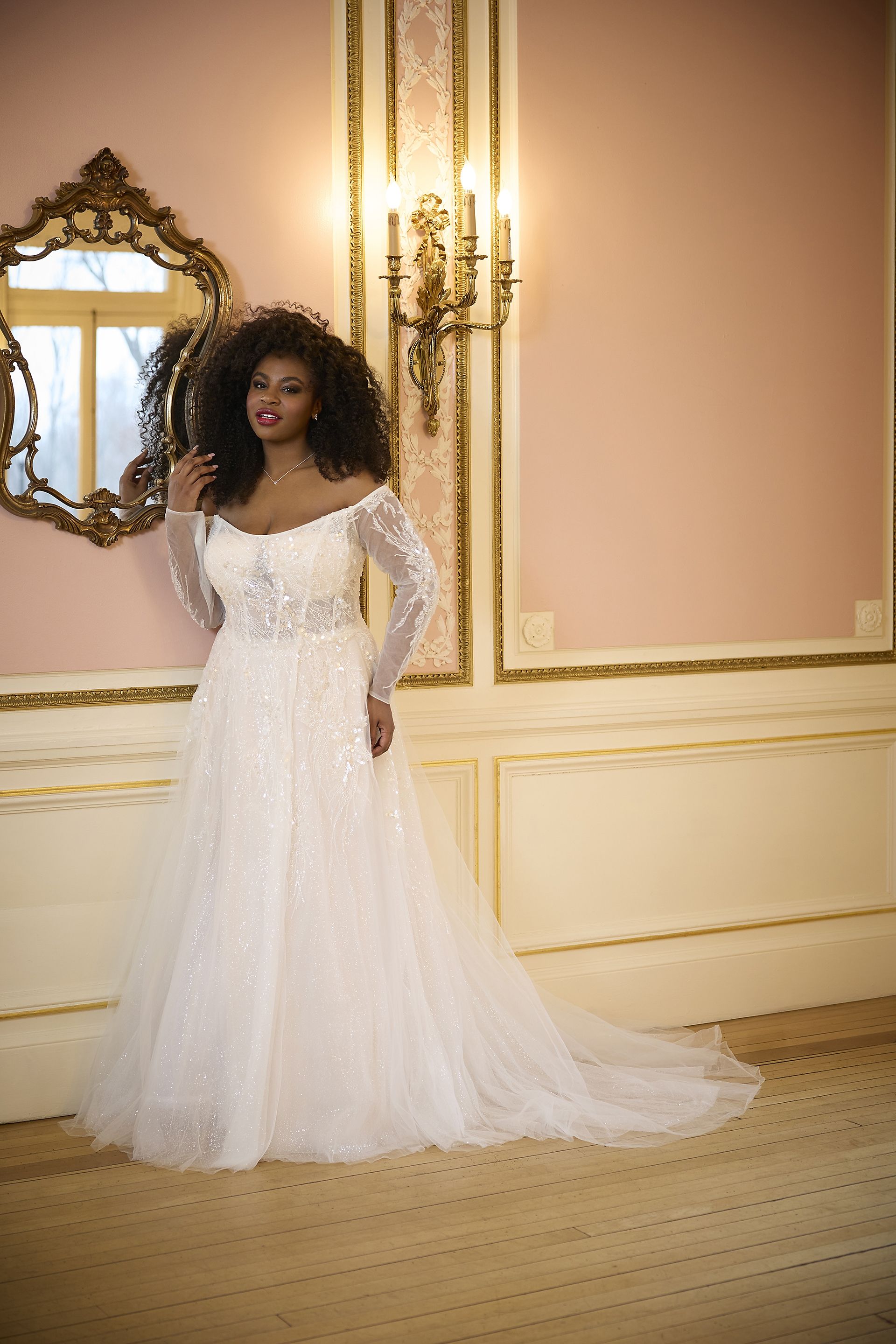 Off-the-Shoulder Tulle Corset A-Line Wedding Dress | David's Bridal