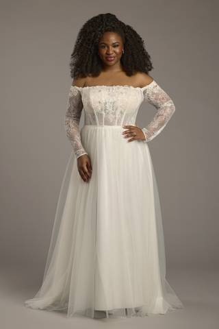 Picture of Off-the-Shoulder Tulle Corset A-Line Wedding Dress