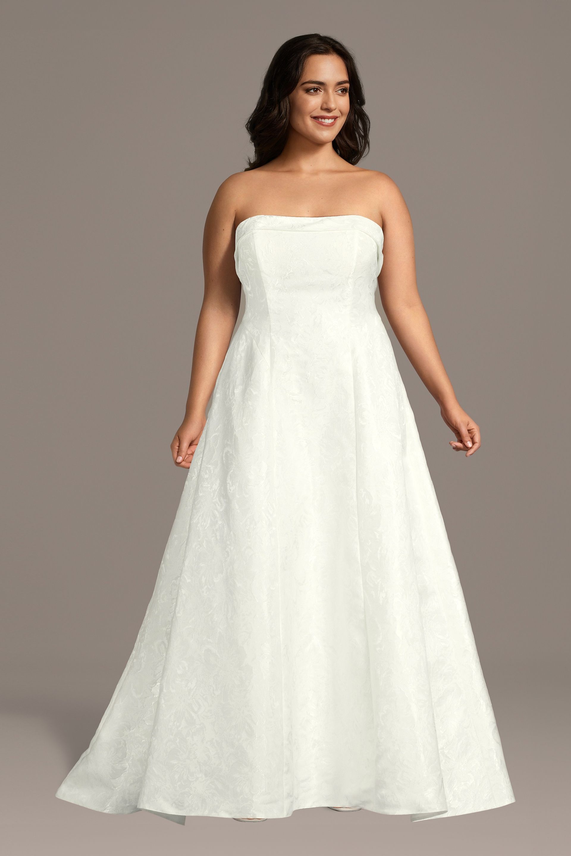 The Edit By DB Studio Strapless Brocade A-Line Wedding Dress in Ivory Size: 16W David's Bridal