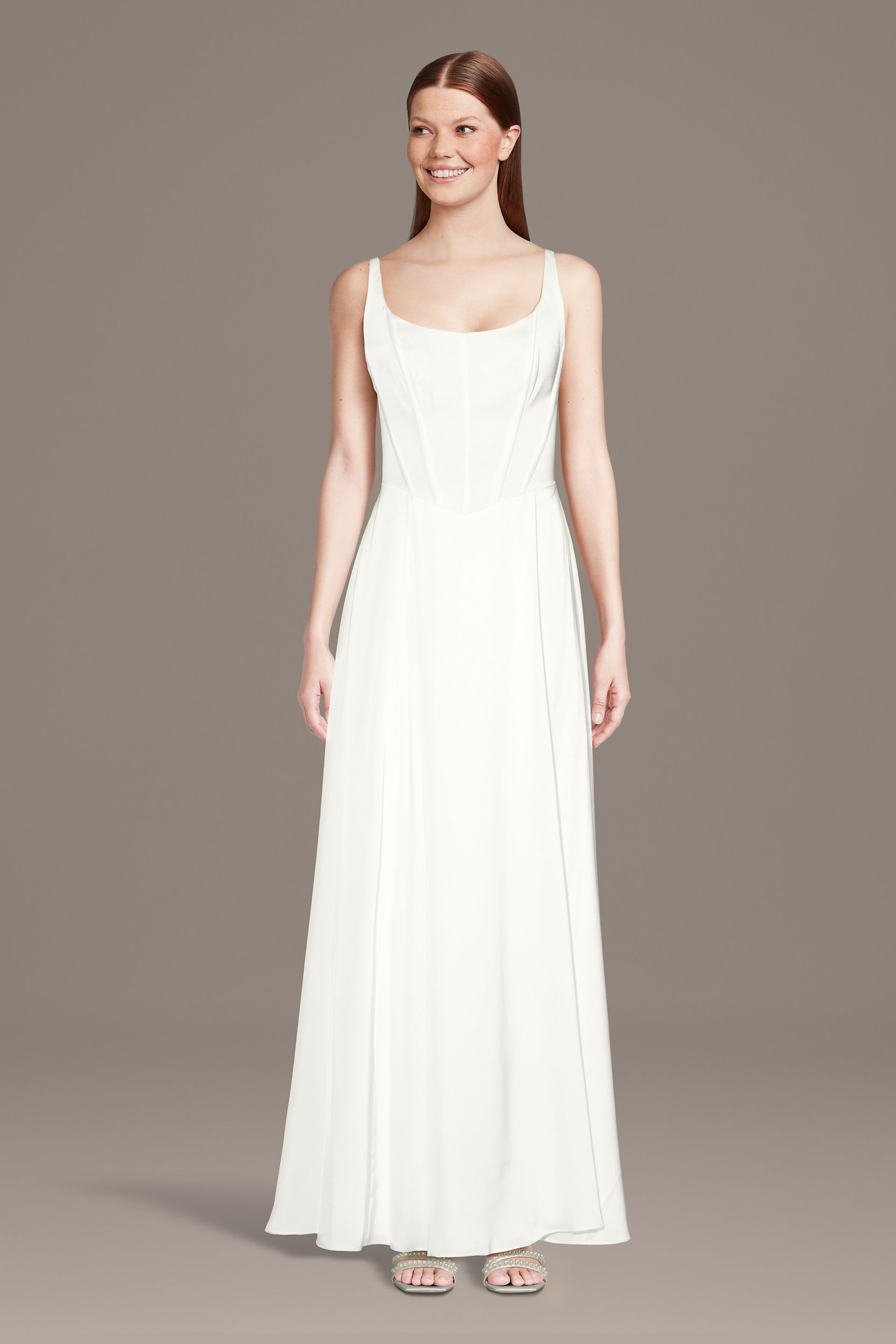Tank Matte Satin A-Line Corset Wedding Dress | David's Bridal