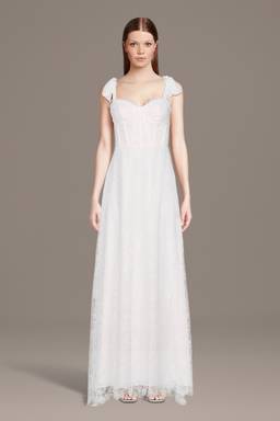 david's bridal corset dress Sculpted Corset Bodice Satin Wedding Dress