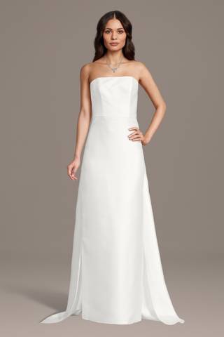 View The Edit By DB Studio Strapless Mikado Sheath Wedding Dress in all available color and sizes Picture of Strapless Mikado Sheath Wedding Dress