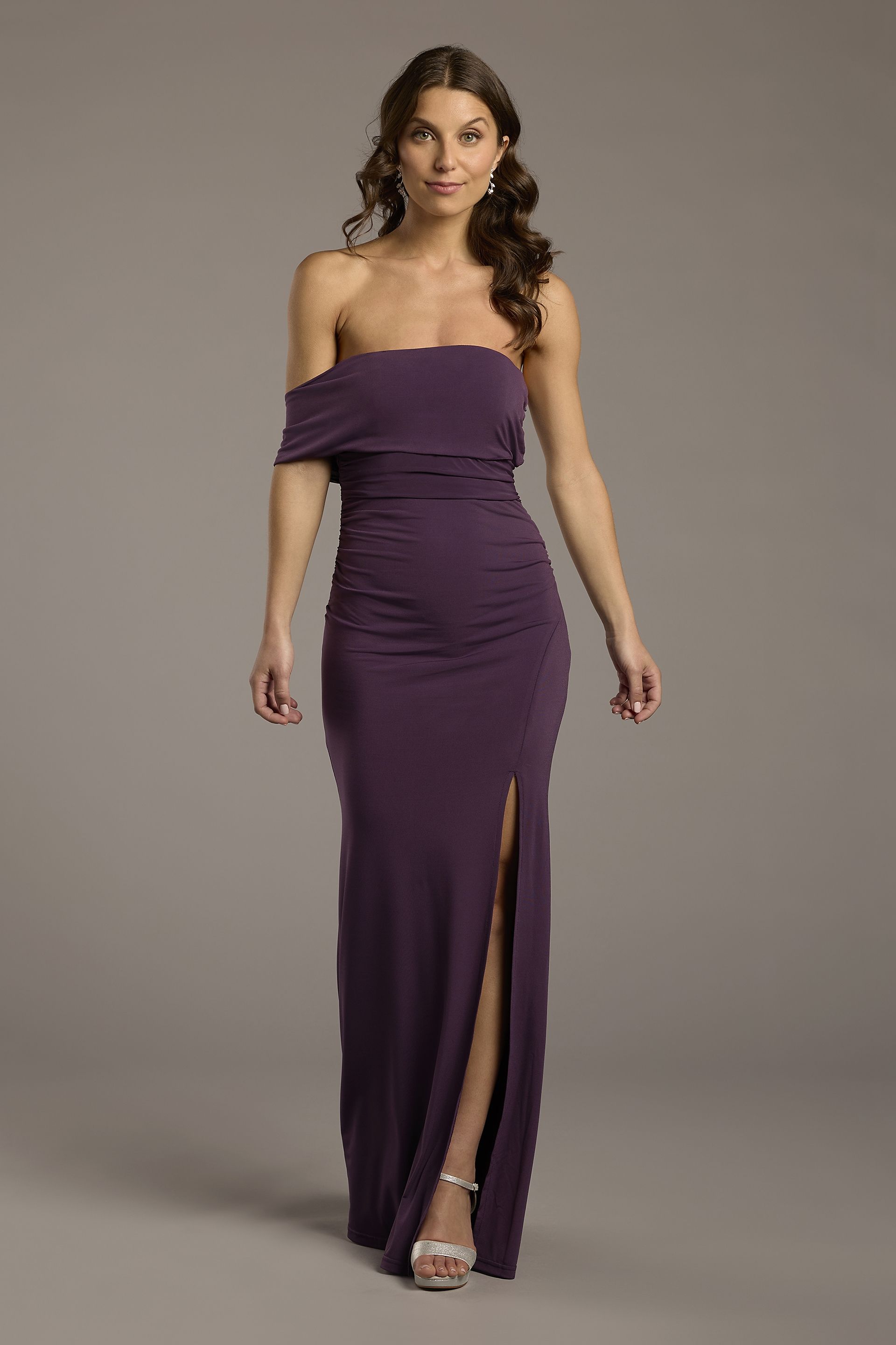 Picture of Off-the-Shoulder Ruched Jersey Sheath Dress