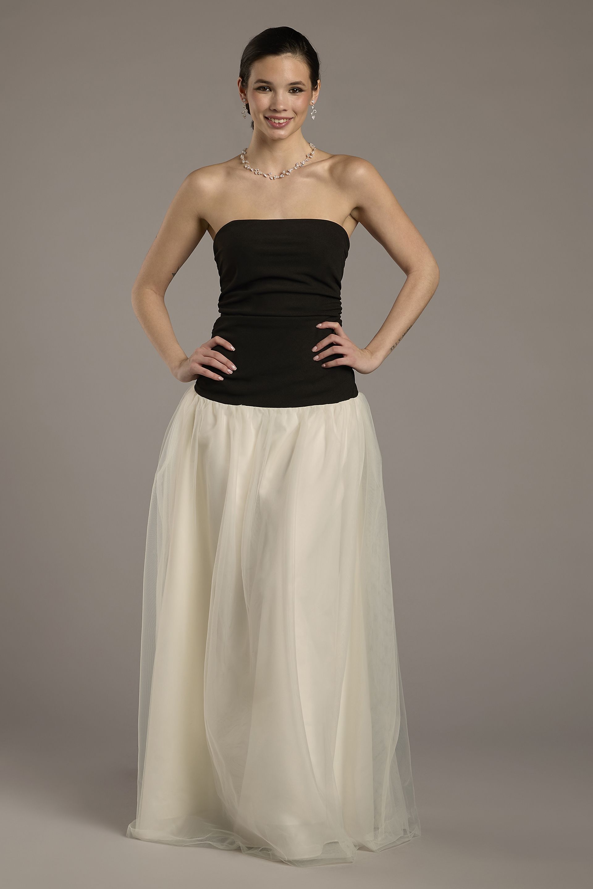 Picture of Strapless Tulle Drop Waist Dress