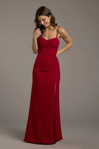 View The Edit By DB Studio Seamed Corset Bodice Crepe Sheath Dress in all available color and sizes Picture of Seamed Corset Bodice Crepe Sheath Dress