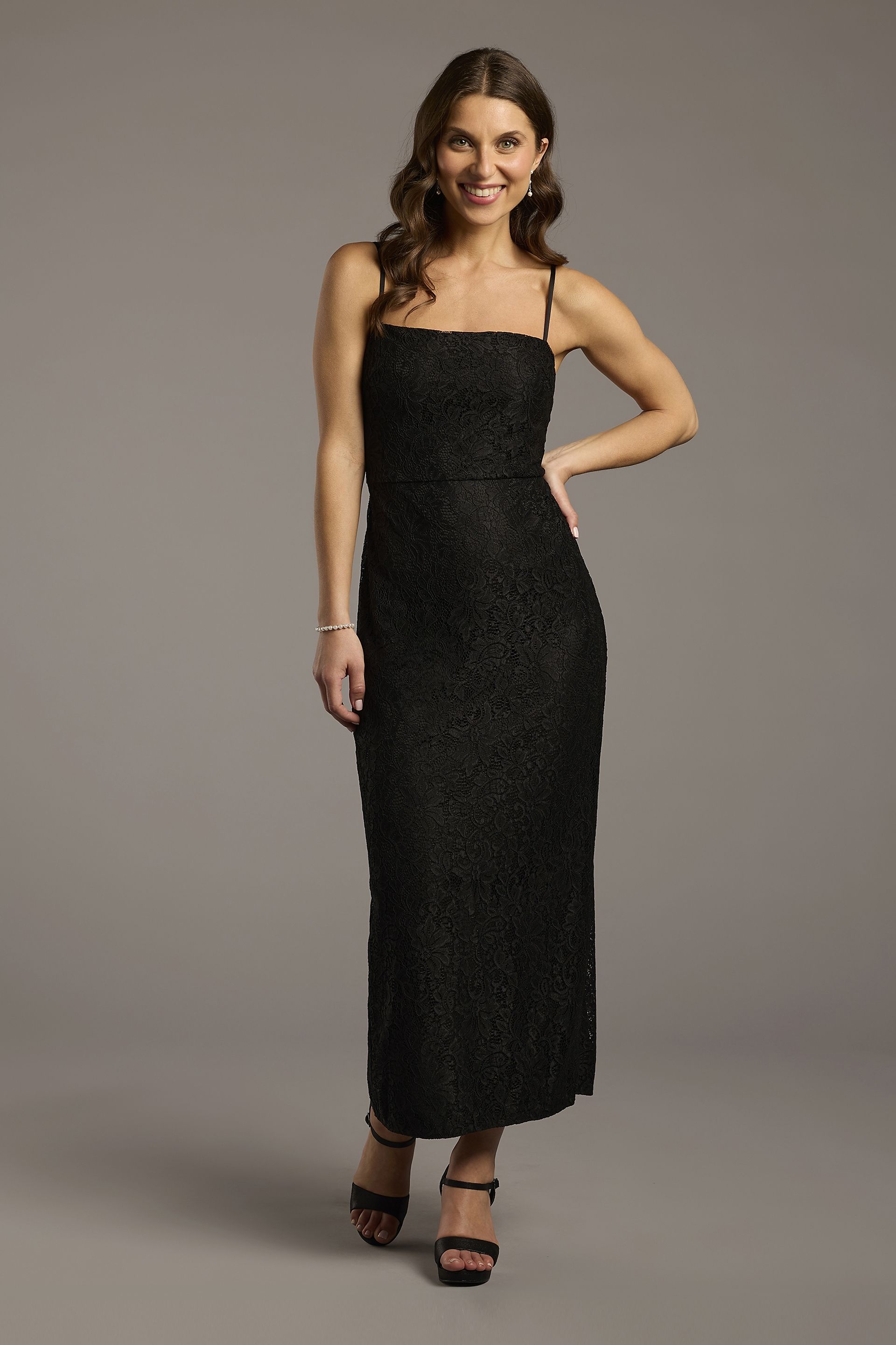 Picture of Lace Straight Neck Spaghetti Strap Sheath Dress