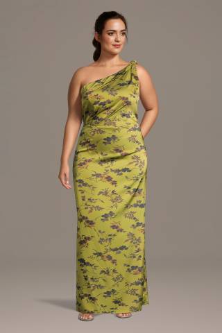 Picture of Floral Print Open Back One-Shoulder Sheath Dress