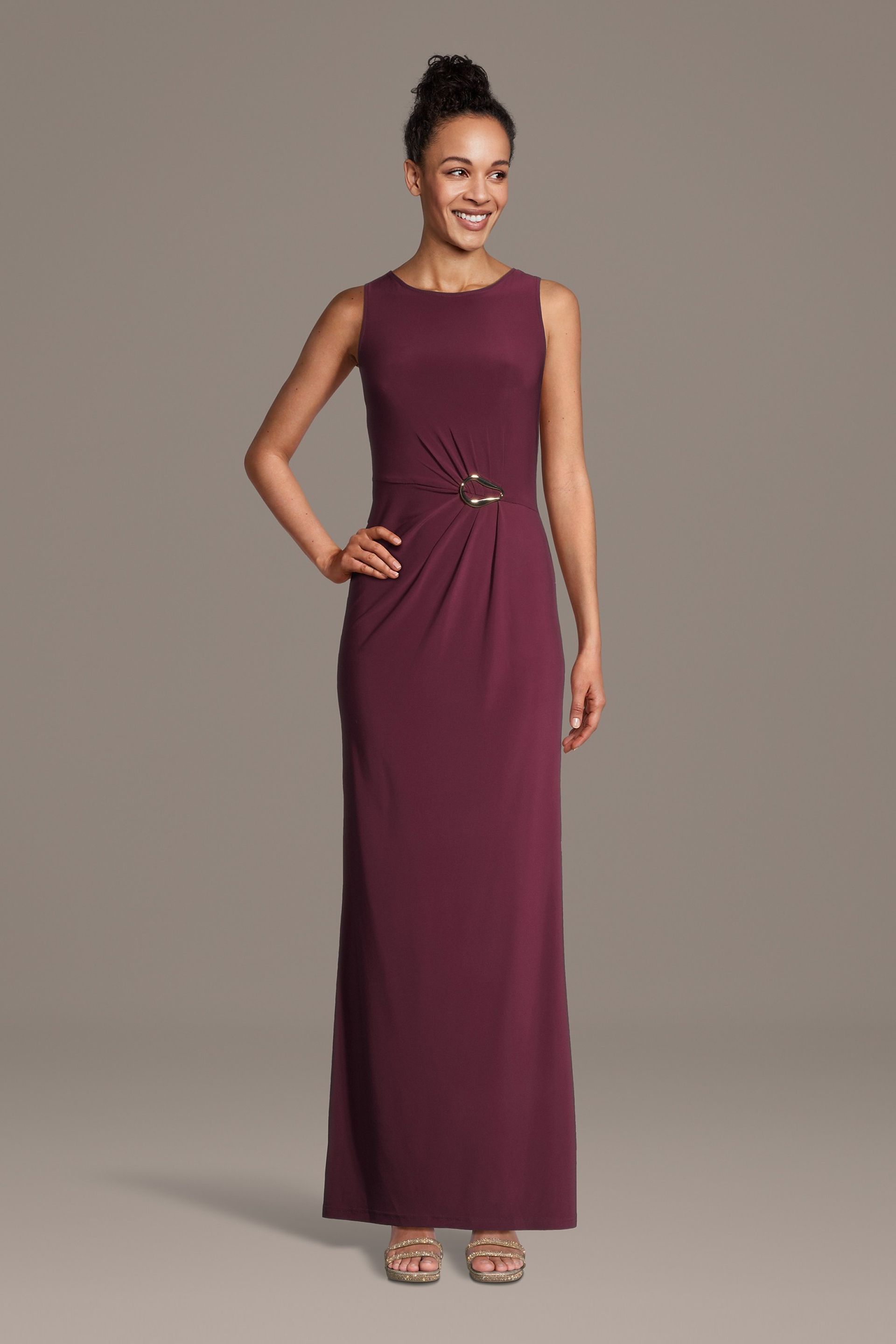 Picture of High Neck Sheath Dress with Side Draping