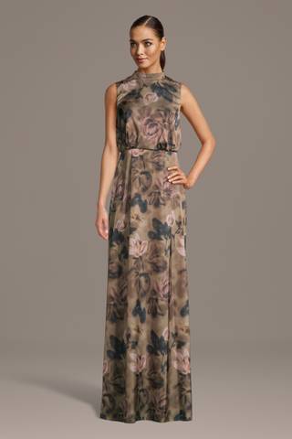 Picture of High-Neck Floral Print Sleeveless Sheath Dress