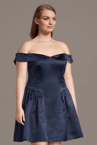 View The Edit By DB Studio Off-the-Shoulder Drop Waist A-Line Mini Dress in all available color and sizes Picture of Off-the-Shoulder Drop Waist A-Line Mini Dress