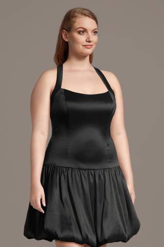 View The Edit By DB Studio Tank Bubble Hem Mikado Mini Dress in all available color and sizes Picture of Tank Bubble Hem Mikado Mini Dress