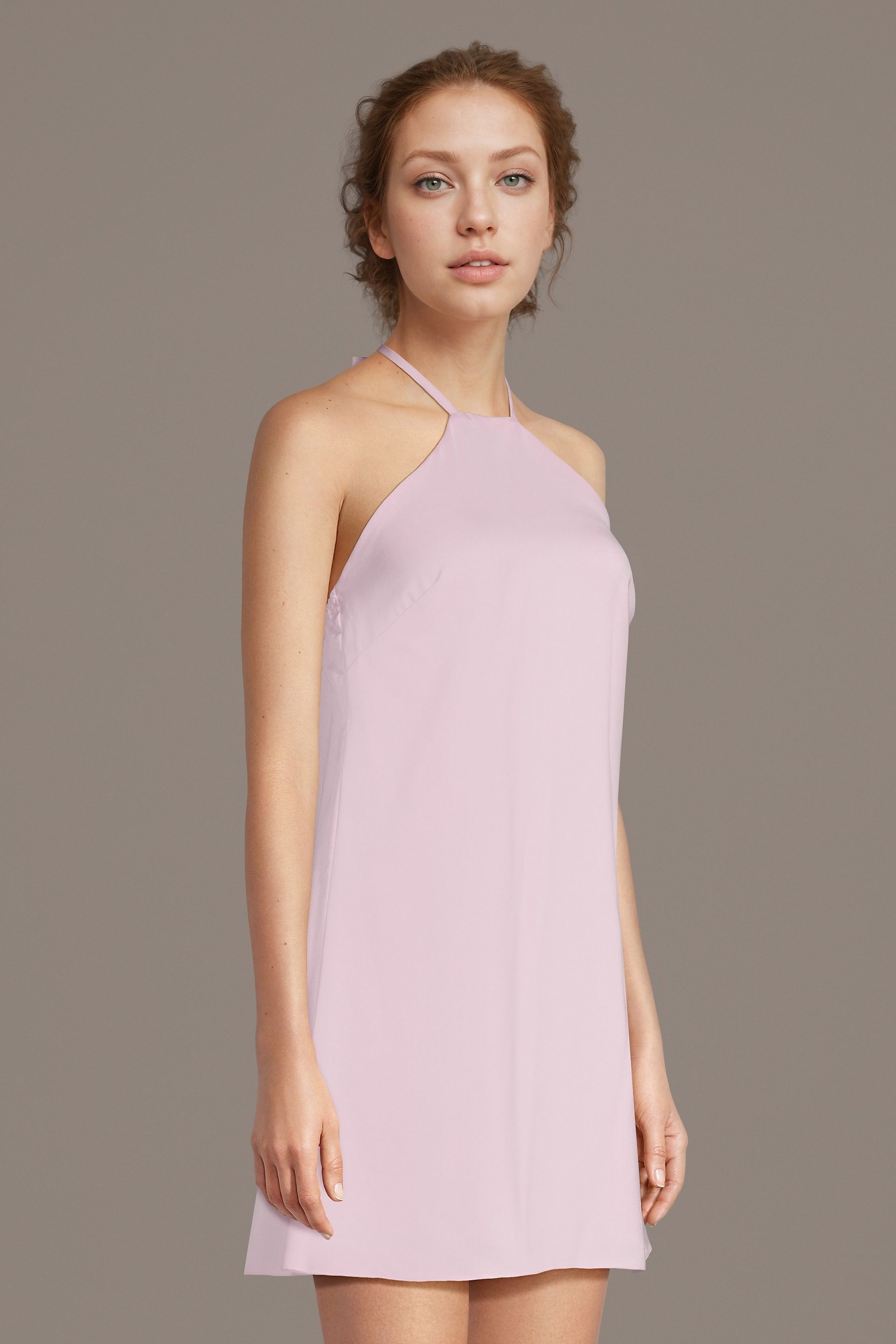 Picture of Charmeuse Halter Trapeze Mini Dress