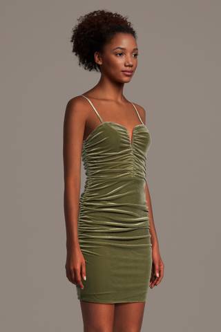 View The Edit By DB Studio Ruched Velvet V-Neck Mini Dress in all available color and sizes Picture of Ruched Velvet V-Neck Mini Dress