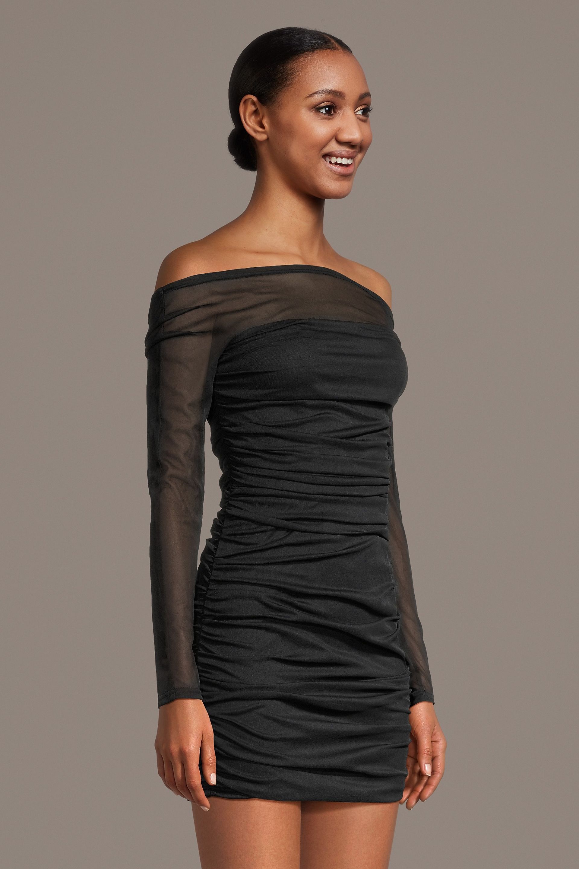 black mesh off the shoulder dress Black Off The Shoulder Mesh Maxi Dress Black / 10