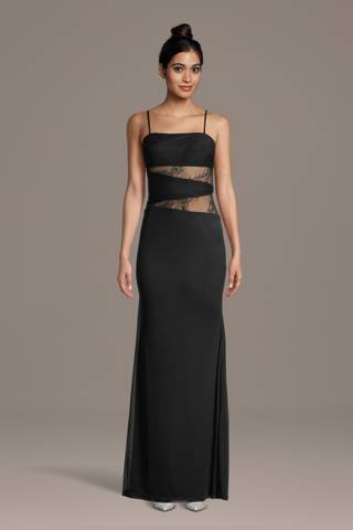 Picture of Strapless Jersey Sheath with Lace Cutouts