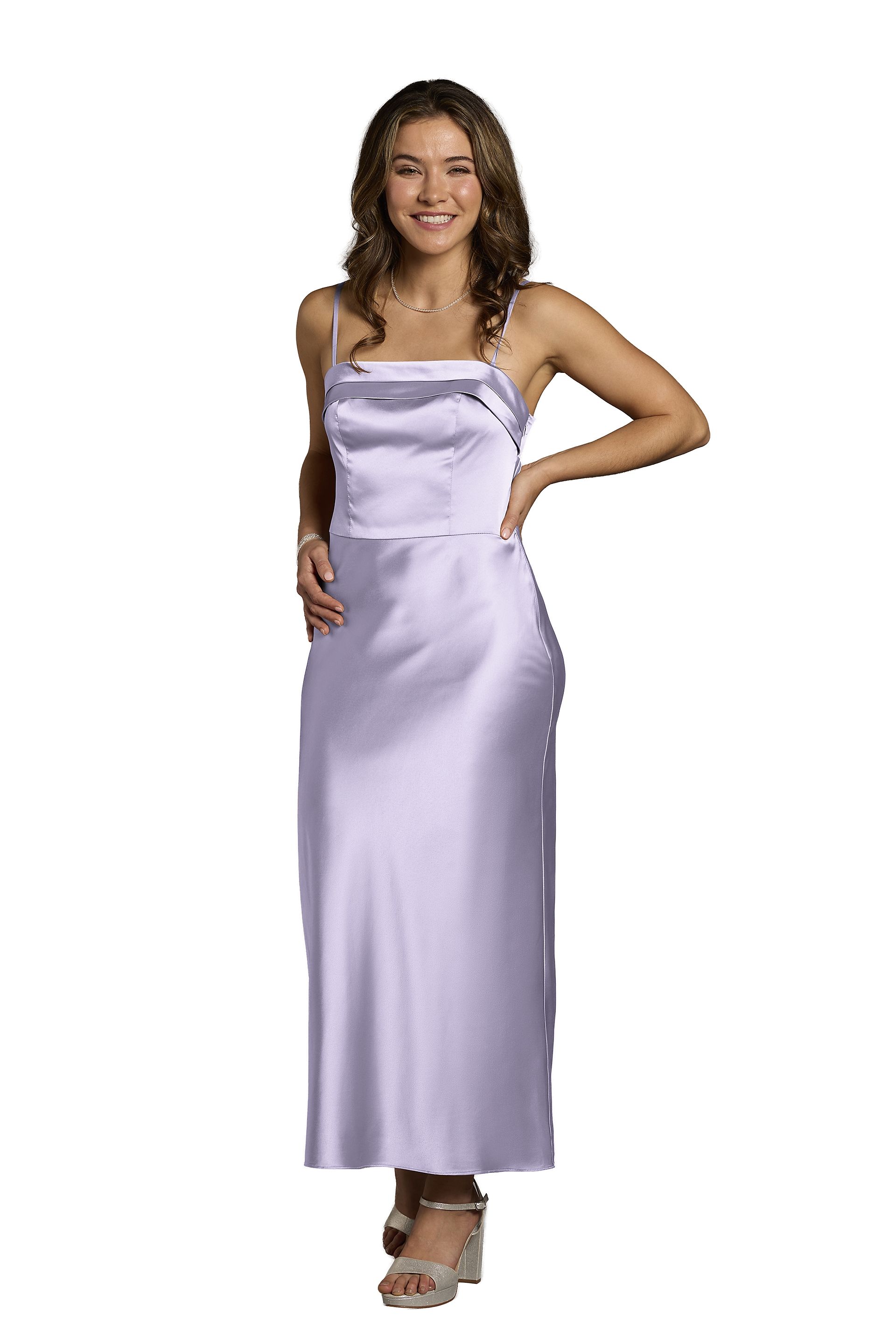 The Edit By DB Studio Charmeuse Spaghetti Strap Sheath Dress in Iris Size: 10 David's Bridal