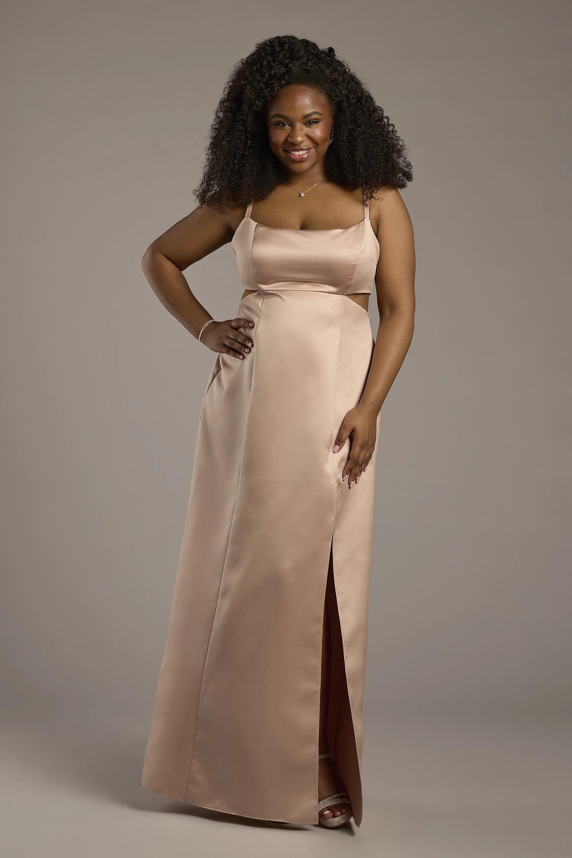 Satin A-Line Dress with Cutouts | David's Bridal