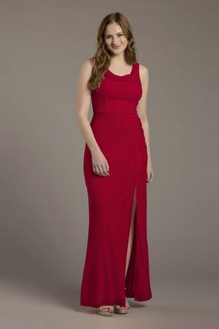Picture of Mesh Cowl Neck Ruched A-Line Dress
