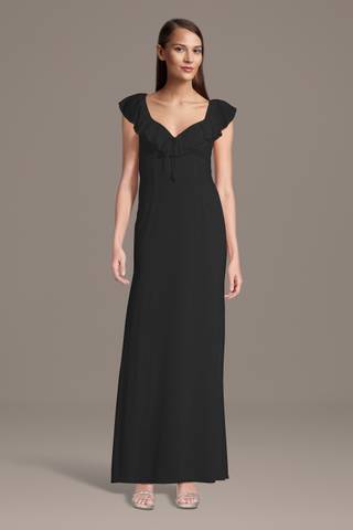 Picture of Mesh Ruffled V-Neck Sheath Dress with Tie